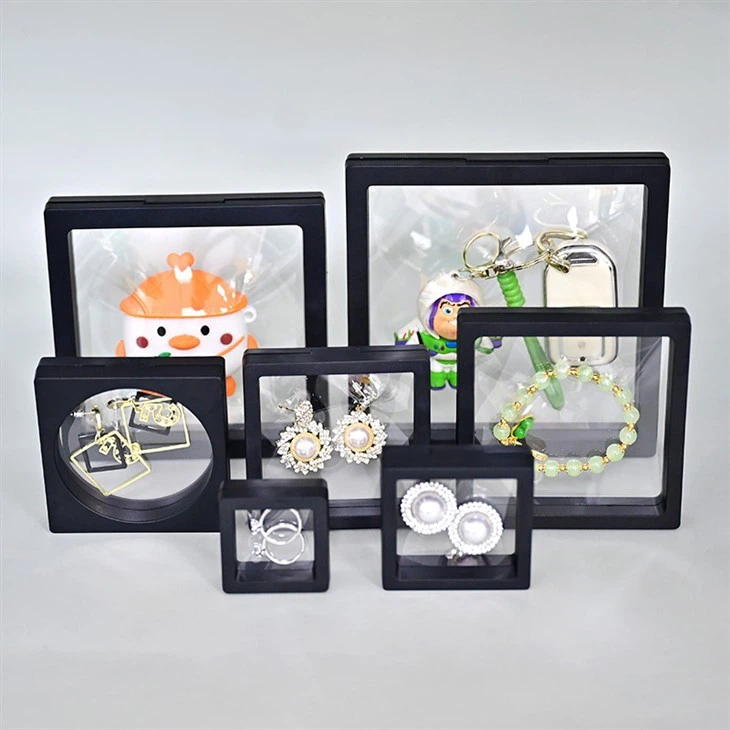 Factory Wholesale Clear Case Store Membrane Floating Frame 3D Suspension Jewelry Display Box